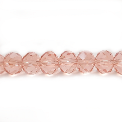 Faceted glass beads, 10x7mm rondelles, light pink, 20pcs
