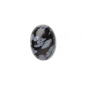Cabochon, snowflake obsidian (natural), 18x13mm oval. Sold individually.
