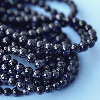 4mm round beads, blue goldstone