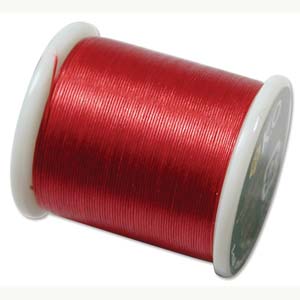 K.O. pärltråd, 100 % nylon, röd, säljs per 50m rulle