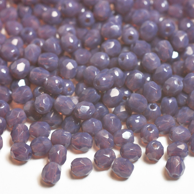 Czech Fire Polished faceted beads, 4mm round, Milky Amethyst, 100pcs