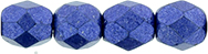 Tjeckiska Fire Polished facetterade pärlor, 4mm rund, Metallic Lapis Blue, 100st