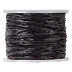 Cord, waxed cotton, black, approx 0.5mm, priced per 5m
