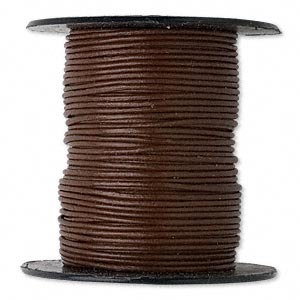 Rund rem av äkta läder, brun, 0.5mm, pris per 1m