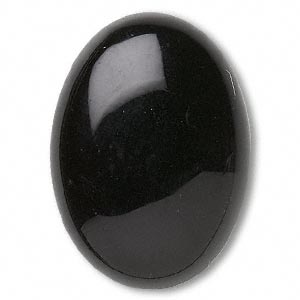 Cabochon, svart onyx, 30x22mm oval, 1st