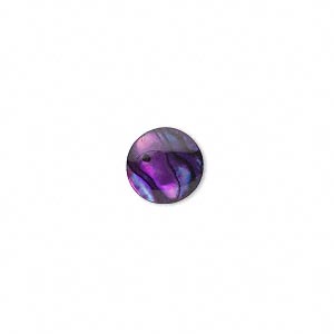 Cabochon, paua shell, purple, 10mm. Sold individually.></a></div><div class=