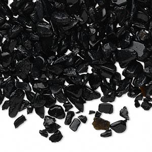 Embellishment, black tourmaline, undrilled mini-chip. Sold per pkg of 25 grams.