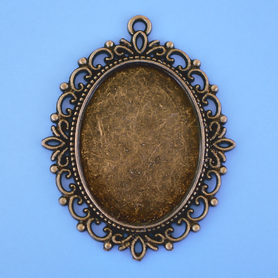 Setting frame for approx. 30x40mm oval cabochons, vintage bronze-coloured, 2pcs></a></div><div class=