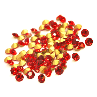 Strasstenar, 2mm, konformad baksida, röda, 1g - ca 155st