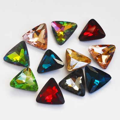 Glass rhinestones, 18mm triangle, mixed colours, 3pcs></a></div><div class=
