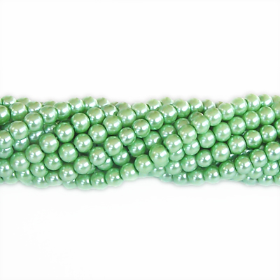Glass pearls, 6mm, spring green, 60pcs