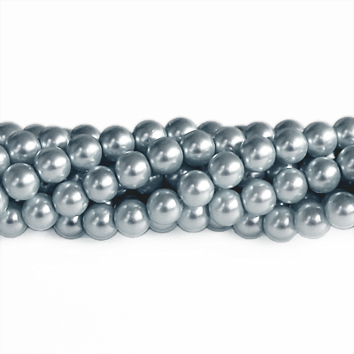 8mm round glass pearls, grey